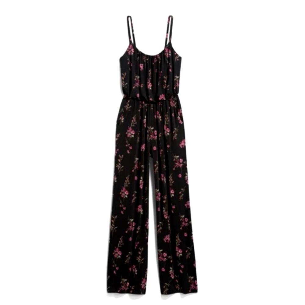 Kaileigh - Black Floral Wide Leg Jumpsuit – Small